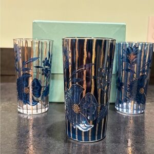 Good Earth India Luxury Glass Votive Set (4) Gold & Platinum Detail